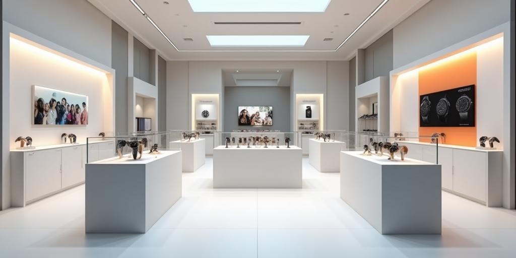 Showroom met smartwatch displays